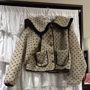 Women's Cream and Black Teddy Jacket